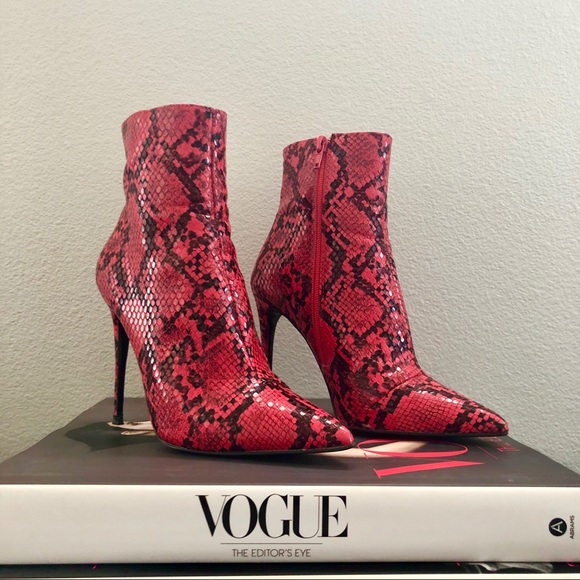Red & Black Snake Ankle Boots - Picture 6 of 8